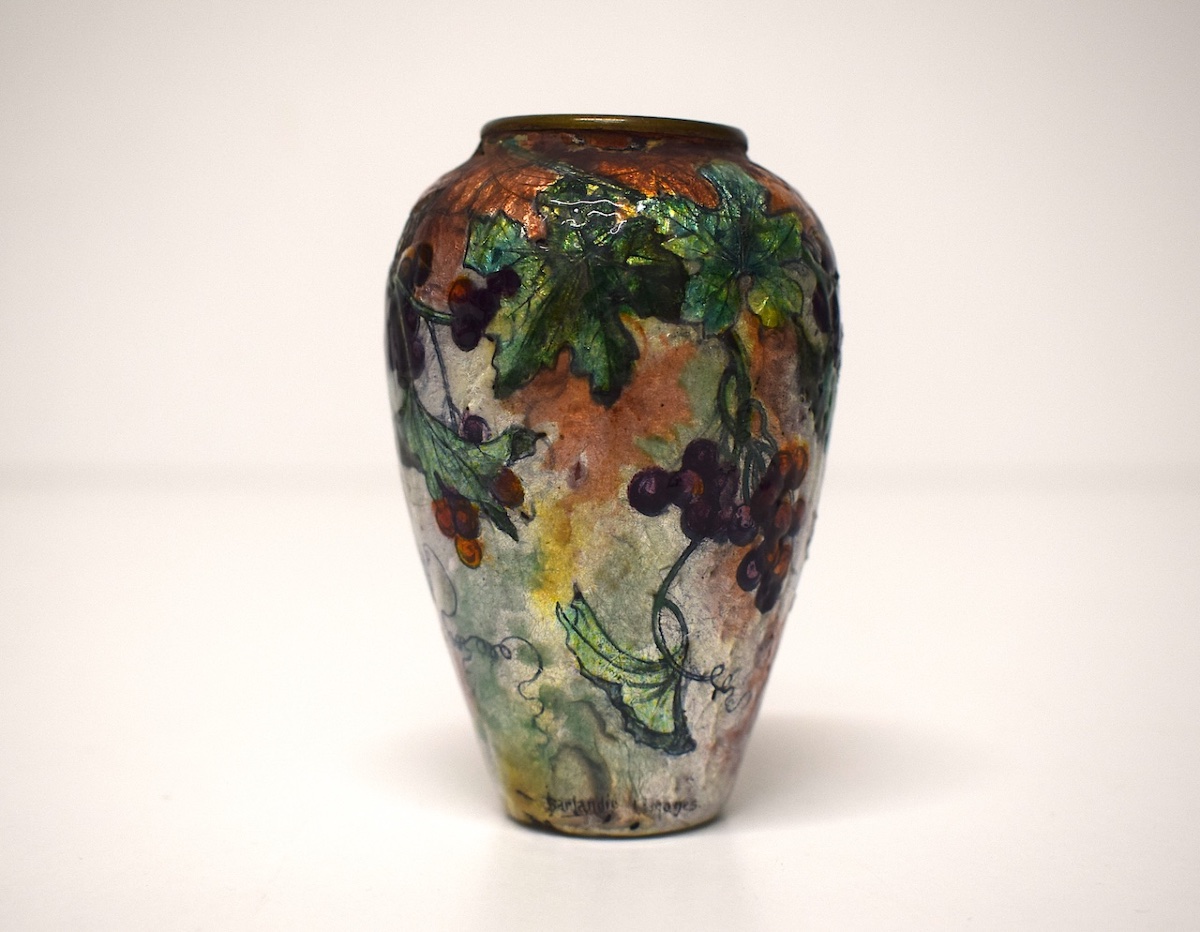 Jules Sarlandie Vase émail miniature  Art Nouveau émaux de Limoges Ref1146-photo-1