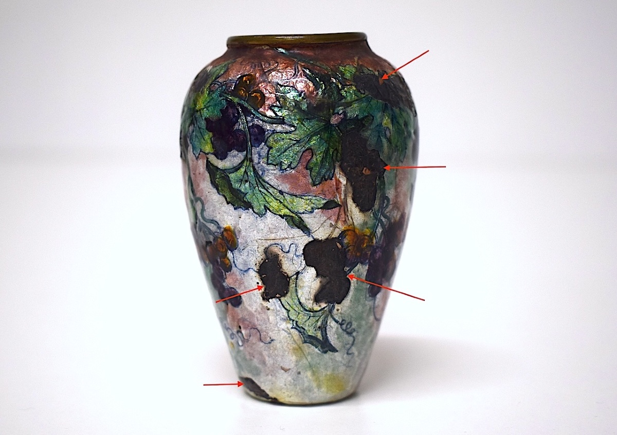 Jules Sarlandie Vase émail miniature  Art Nouveau émaux de Limoges Ref1146-photo-6