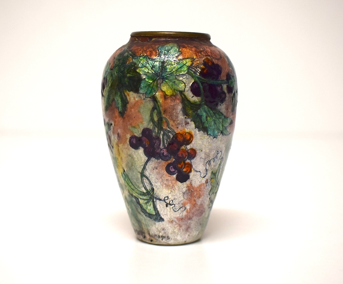 Jules Sarlandie Vase émail miniature  Art Nouveau émaux de Limoges Ref1146-photo-8