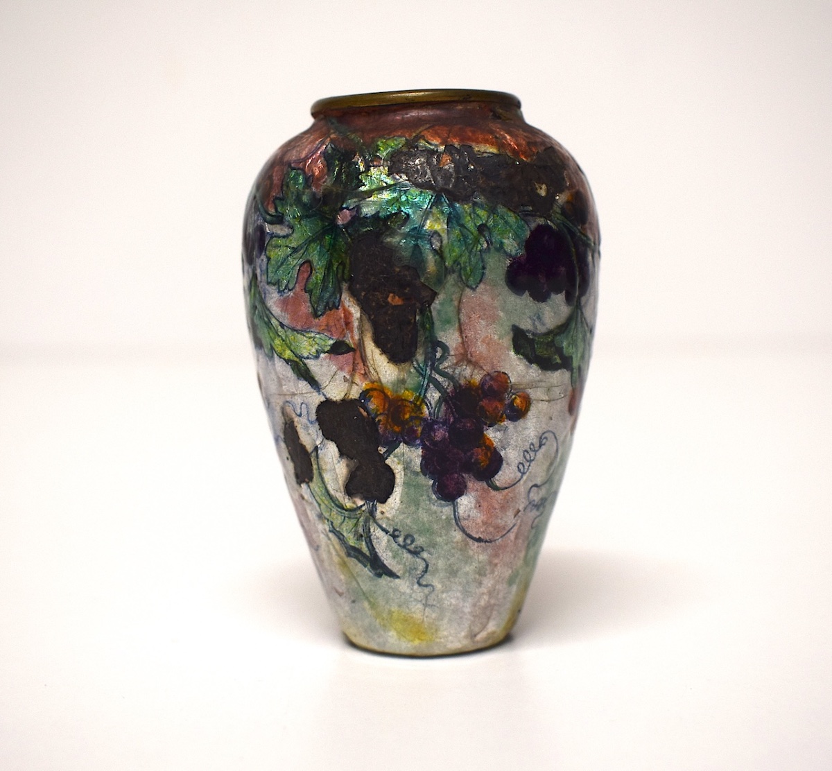 Jules Sarlandie Vase émail miniature  Art Nouveau émaux de Limoges Ref1146