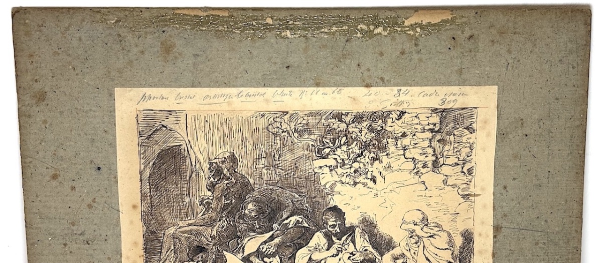 Study Drawing: Orientalism  Brown Ink, Small Trades  Titled  The Shoemakers Refm46-photo-3