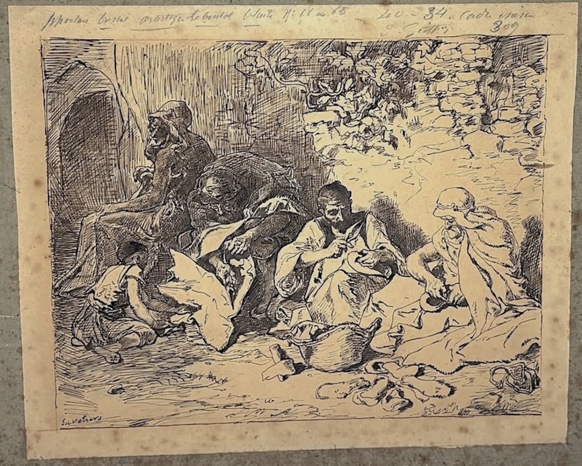 Study Drawing: Orientalism  Brown Ink, Small Trades  Titled  The Shoemakers Refm46