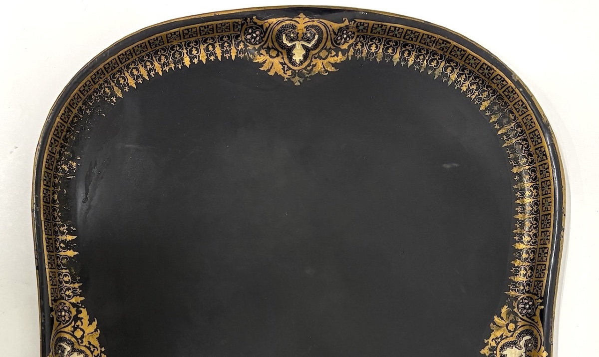 Plateau de service en Tôle laqué noir et or époque Napoléon III Ref1148-photo-2