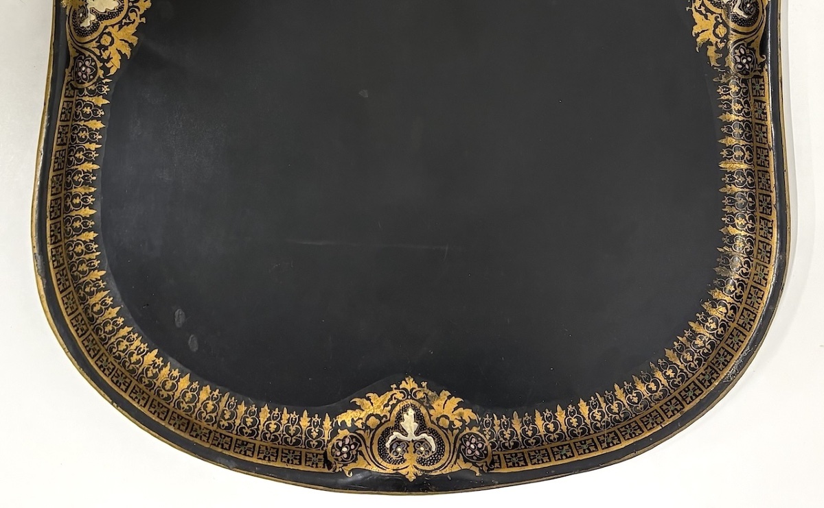 Plateau de service en Tôle laqué noir et or époque Napoléon III Ref1148-photo-3