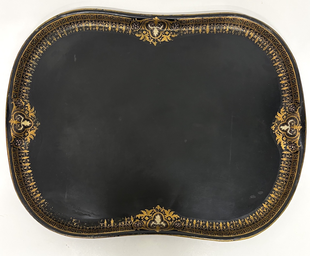 Plateau de service en Tôle laqué noir et or époque Napoléon III Ref1148-photo-3