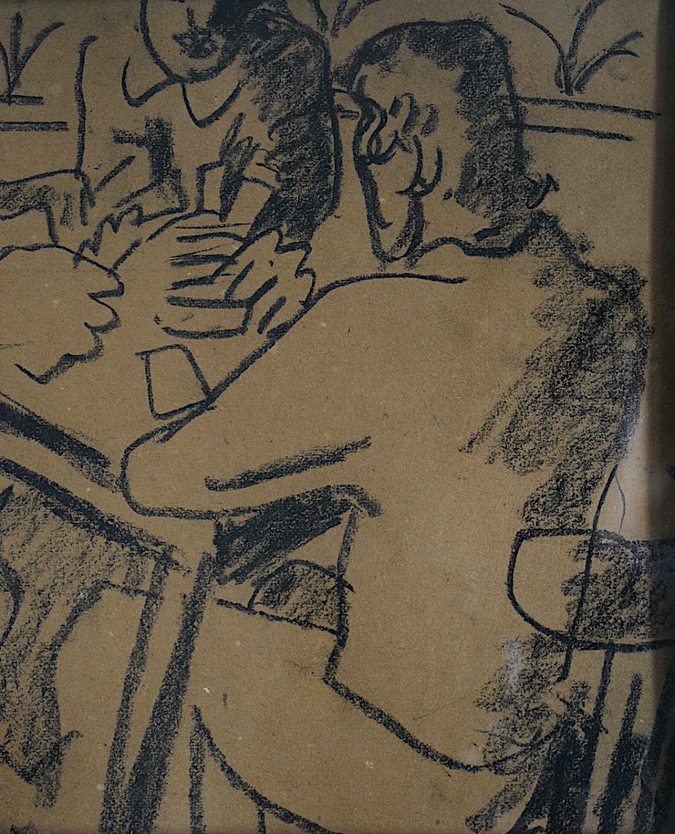 Dessin au fusain partie de cartes non signé XX ème siècle RT1465-photo-3