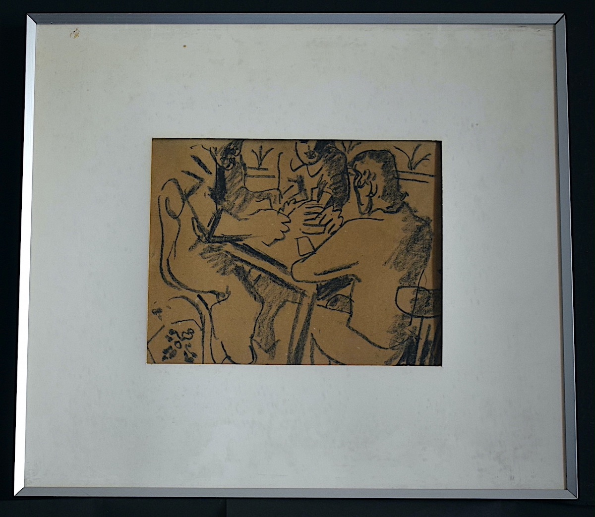 Dessin au fusain partie de cartes non signé XX ème siècle RT1465