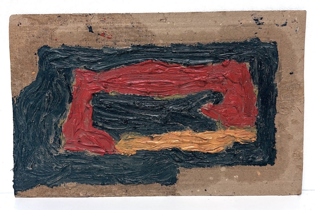 Huile sur Carton Abstraite 1947  Artiste à Identifier Refm48