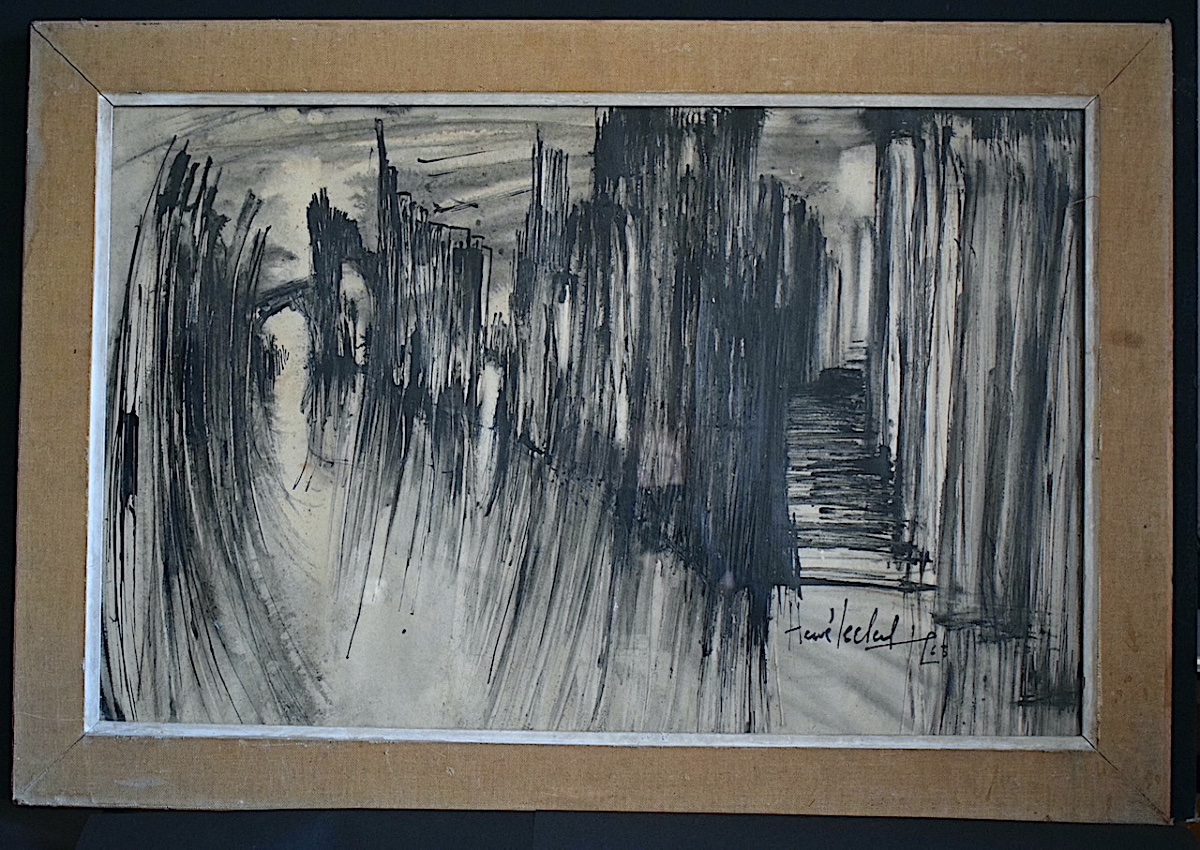 Hervé Leclercq, Abstract Ink Wash,  20th Century, Rt1467