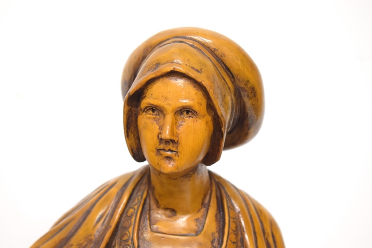 Statue Sculpture  femme médiéval Bois Sculpté Sybille Bible haute époque Ref1153-photo-3