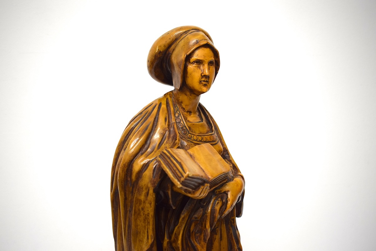 Statue Sculpture  femme médiéval Bois Sculpté Sybille Bible haute époque Ref1153-photo-5