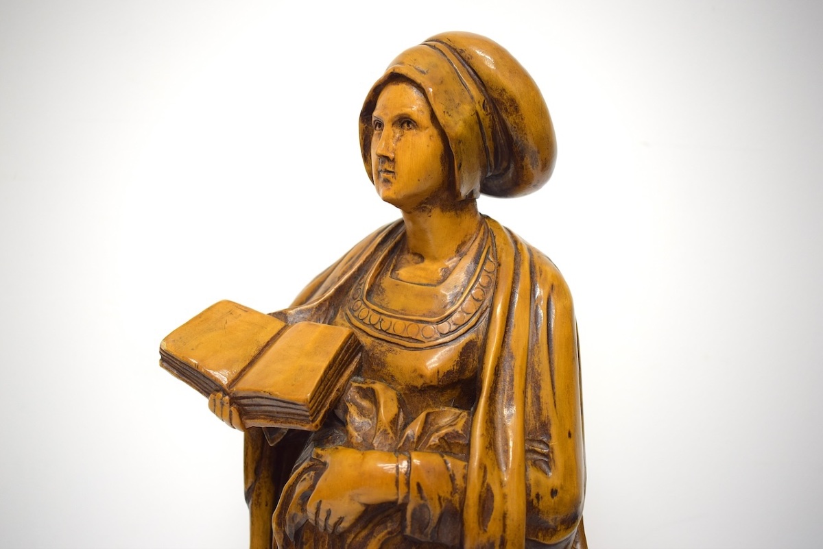 Statue Sculpture  femme médiéval Bois Sculpté Sybille Bible haute époque Ref1153-photo-6