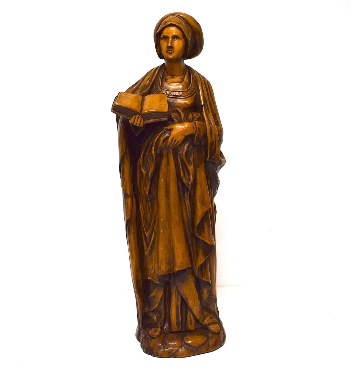 Statue Sculpture  femme médiéval Bois Sculpté Sybille Bible haute époque Ref1153