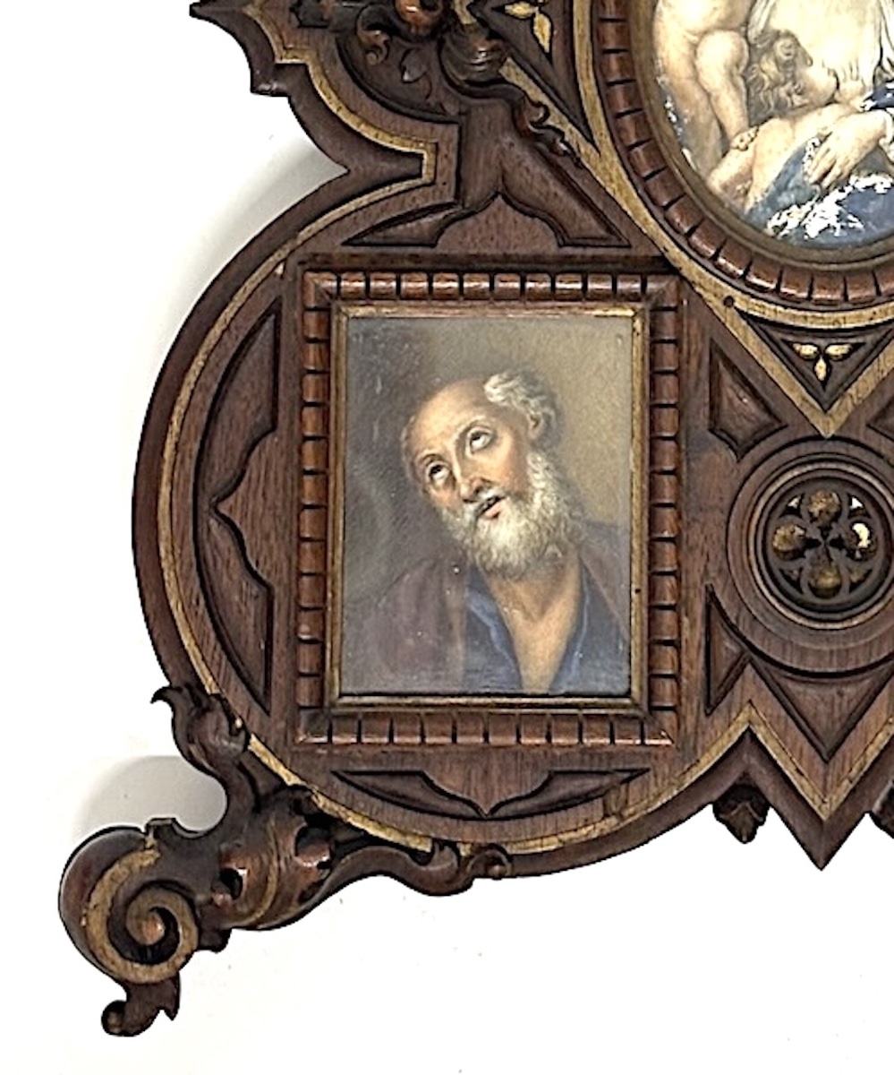 Five Miniatures  Neo-gothic Carved Wood Frame Ref1155-photo-4