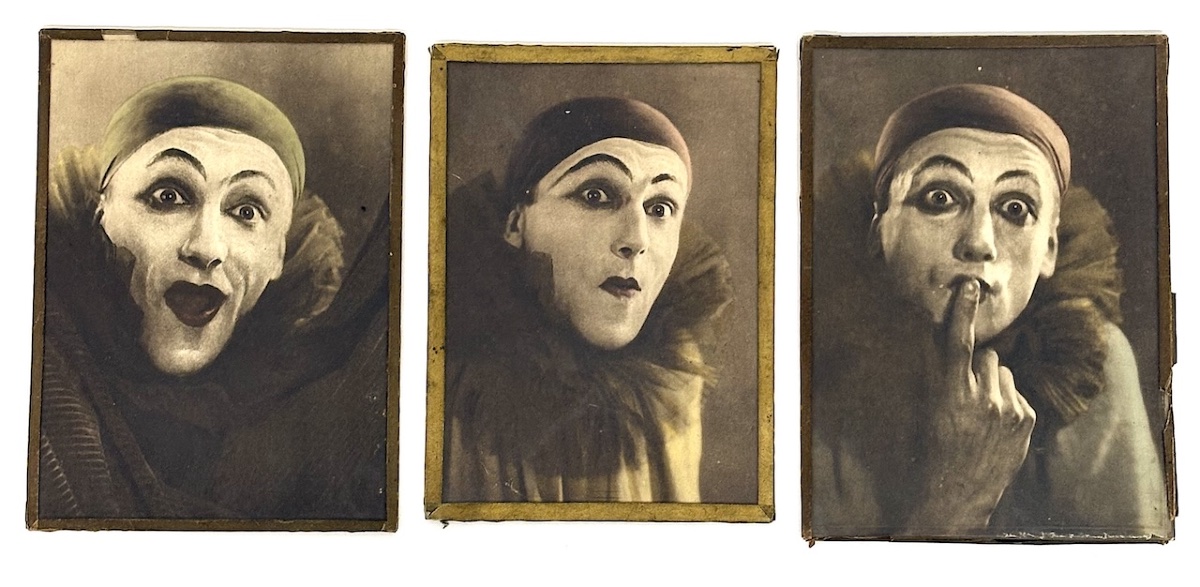 Triptyque Photos mime Clown Pierrot  photographie vers 1900 théâtre  Refm49-photo-2