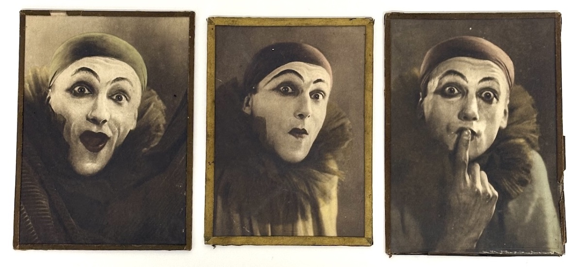 Triptyque Photos mime Clown Pierrot  photographie vers 1900 théâtre  Refm49