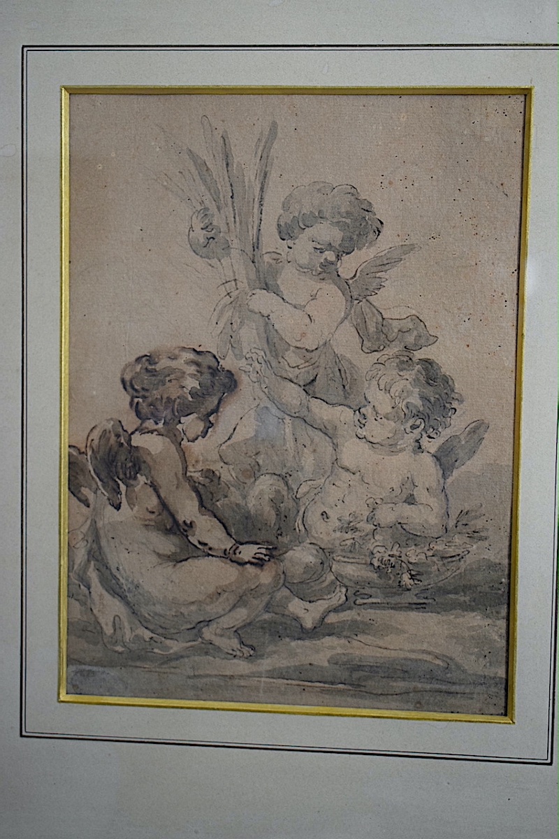 Dutch School Drawing, 18th Century, Three Putti As An Allegory Of Summer, Unsigned, Rt1468-photo-2