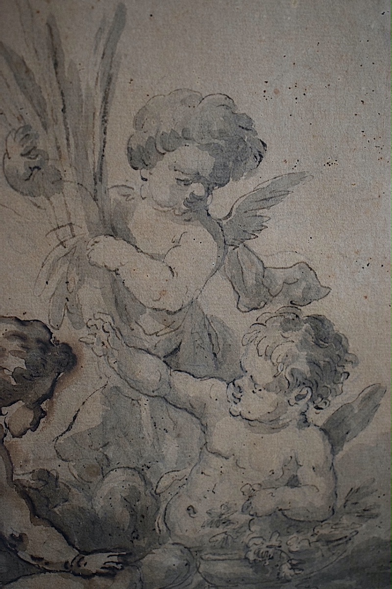 Dutch School Drawing, 18th Century, Three Putti As An Allegory Of Summer, Unsigned, Rt1468-photo-4