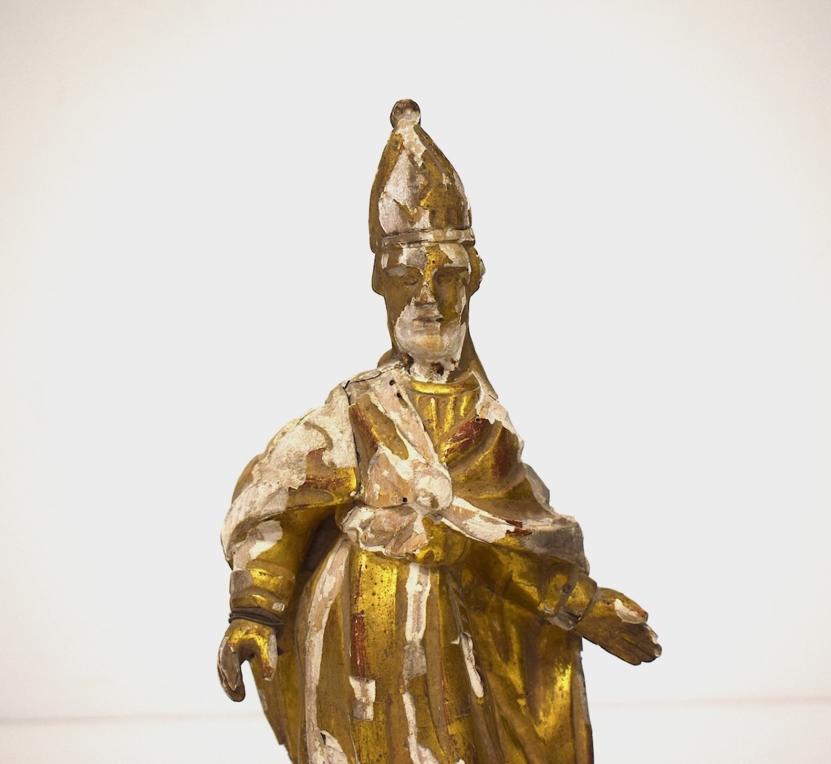 Bois Sculpté doré statuette  Évêque 18 ème siècle Ref1156-photo-2