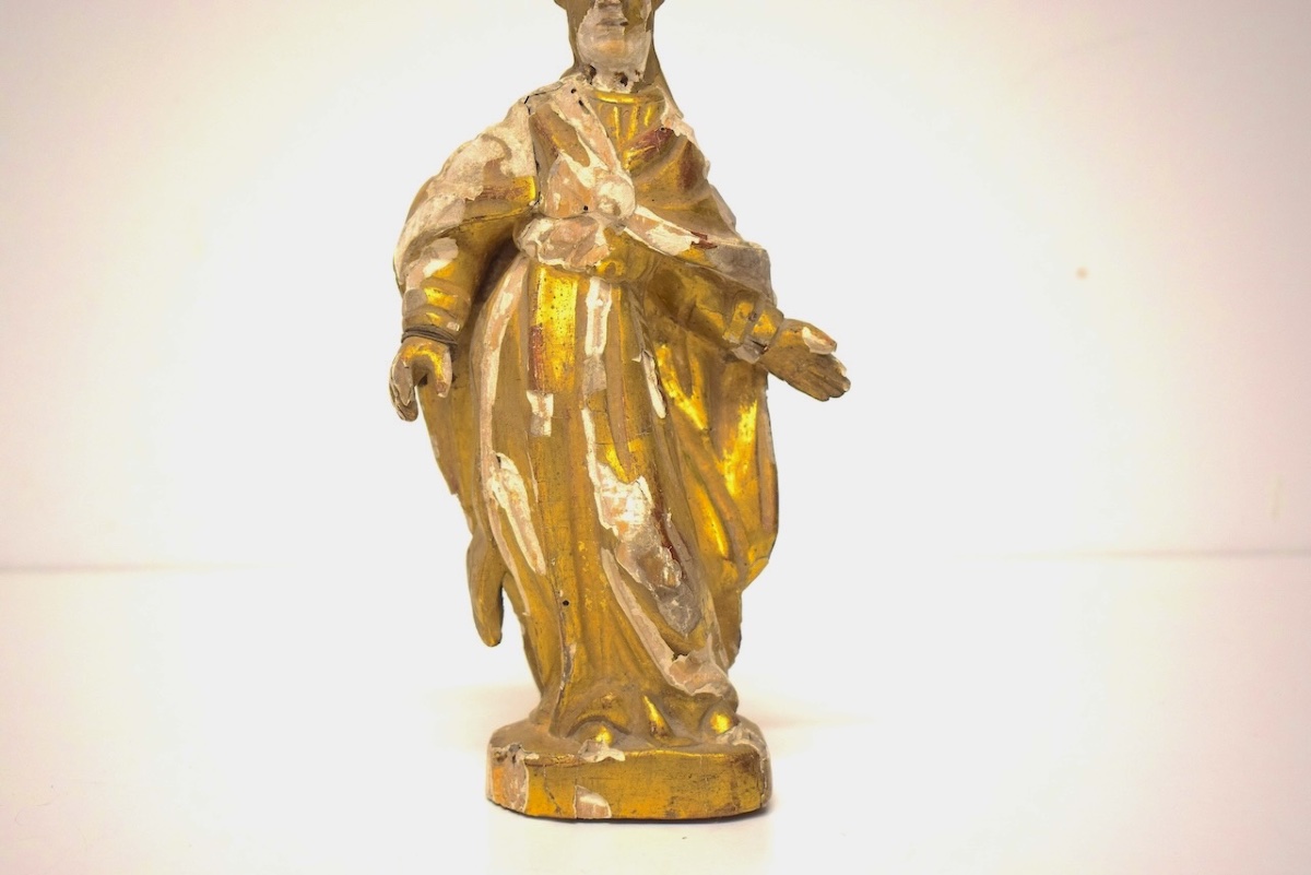 Bois Sculpté doré statuette  Évêque 18 ème siècle Ref1156-photo-3