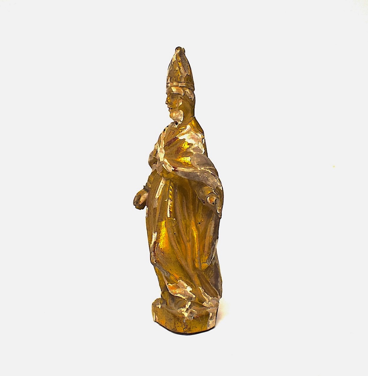 Bois Sculpté doré statuette  Évêque 18 ème siècle Ref1156-photo-4