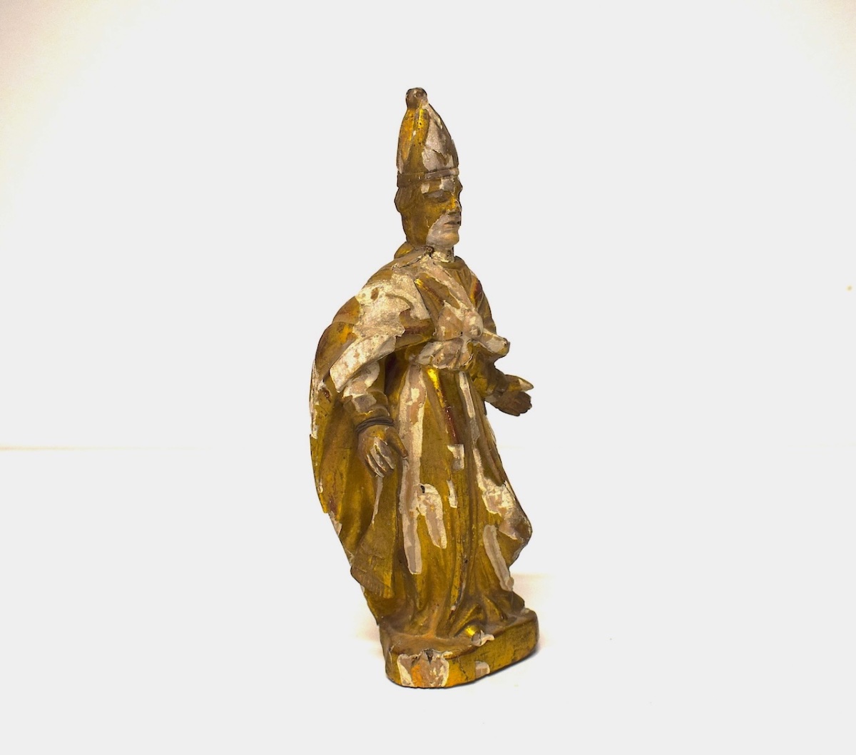 Bois Sculpté doré statuette  Évêque 18 ème siècle Ref1156-photo-6