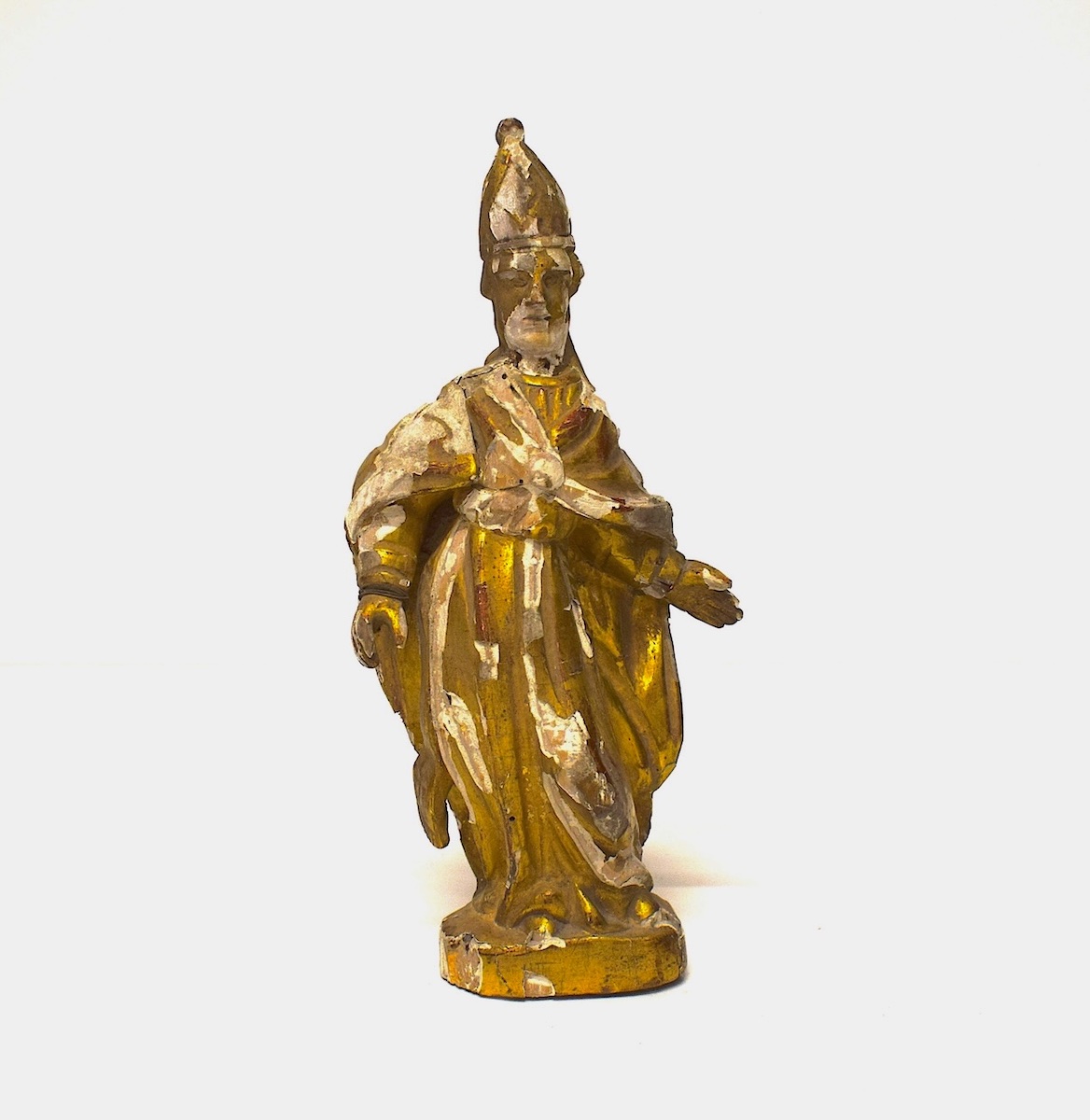 Bois Sculpté doré statuette  Évêque 18 ème siècle Ref1156-photo-7