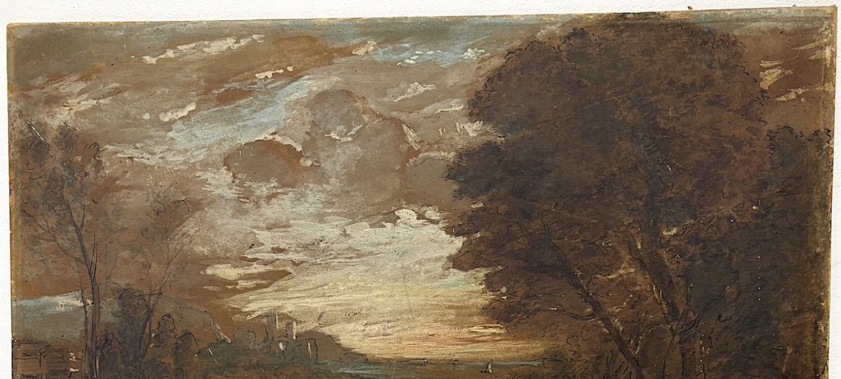 Dessin et huile ancien sur carton suiveur de Claude Lorrain paysage Antique refm50-photo-2