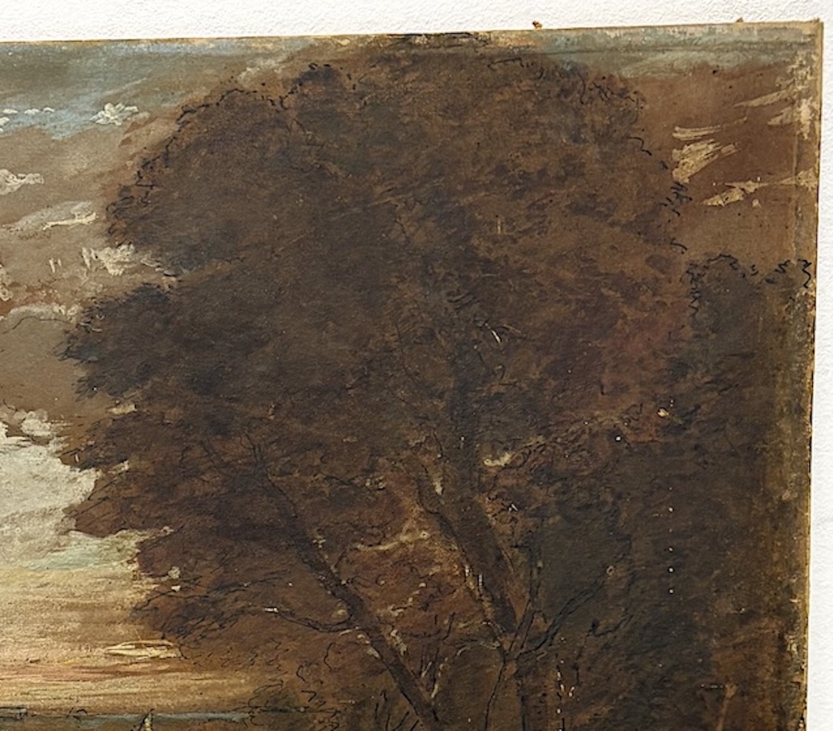 Dessin et huile ancien sur carton suiveur de Claude Lorrain paysage Antique refm50-photo-3