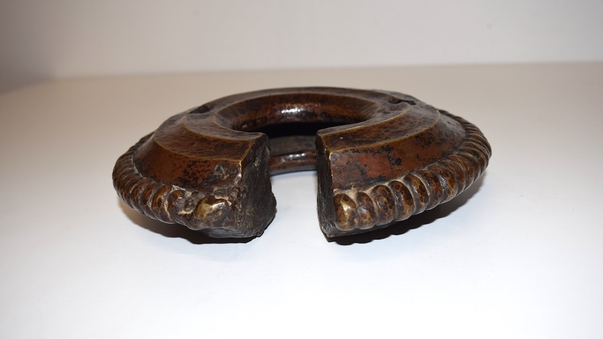 Large Ankle Bracelet Set, Antique Bronze, Africa, Nigeria, Ref. 1159-photo-4