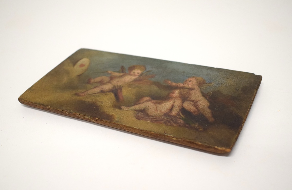 Panneau  huile sur bois  Angelots Cupidon Entourage  J F Boucher  Refm51-photo-1