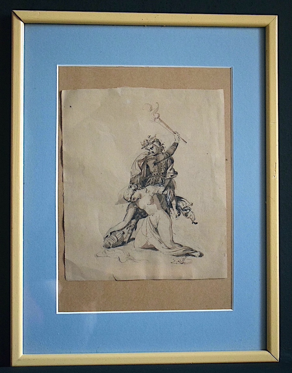 Early 19th-century Drawing *the Broken Jug*: A Young Woman Being Assaulted By A Soldier Rt1469