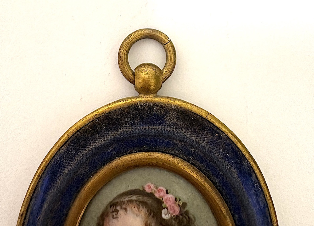 Portrait de Femme Miniature Email sur cuivre Style de Petitot ref1166-photo-2