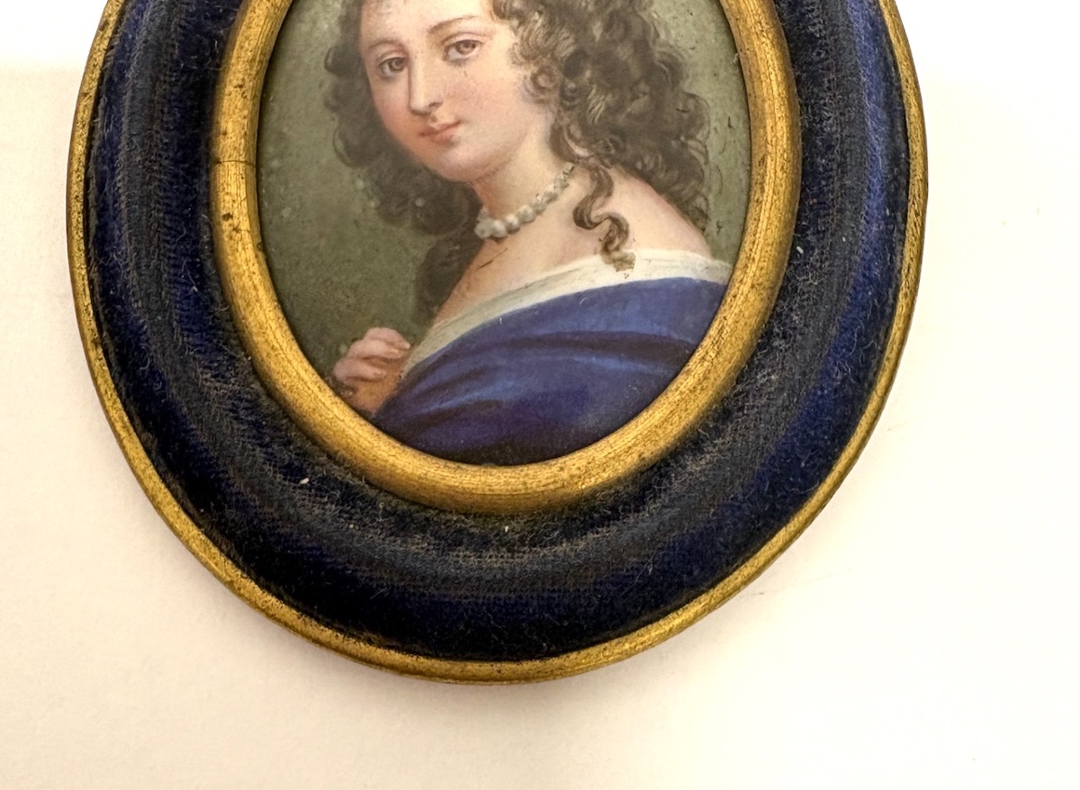 Portrait de Femme Miniature Email sur cuivre Style de Petitot ref1166-photo-3