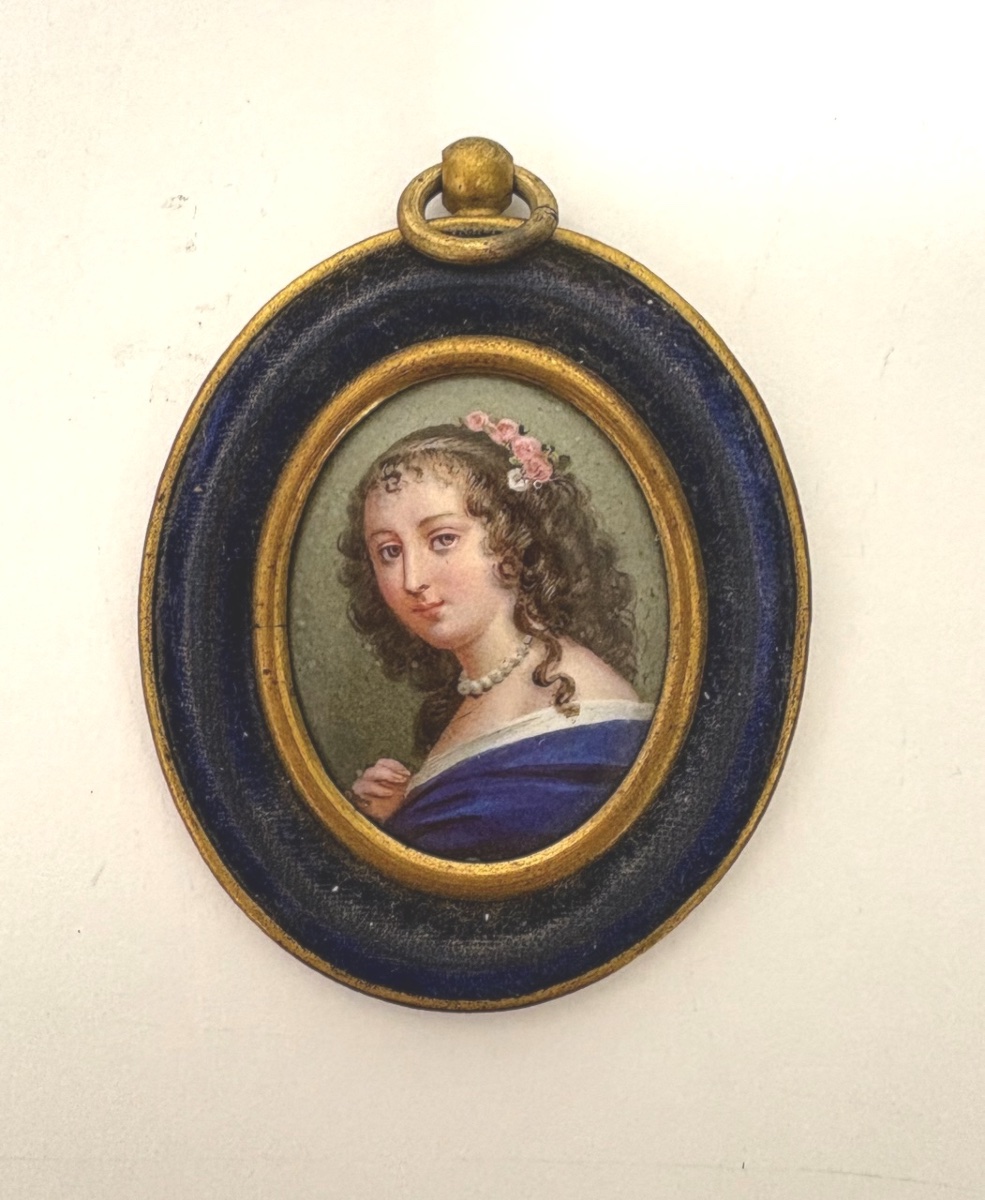 Portrait de Femme Miniature Email sur cuivre Style de Petitot ref1166-photo-4