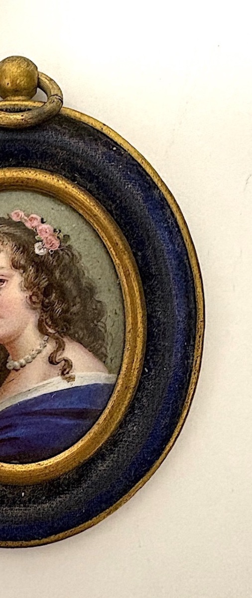 Portrait de Femme Miniature Email sur cuivre Style de Petitot ref1166-photo-6