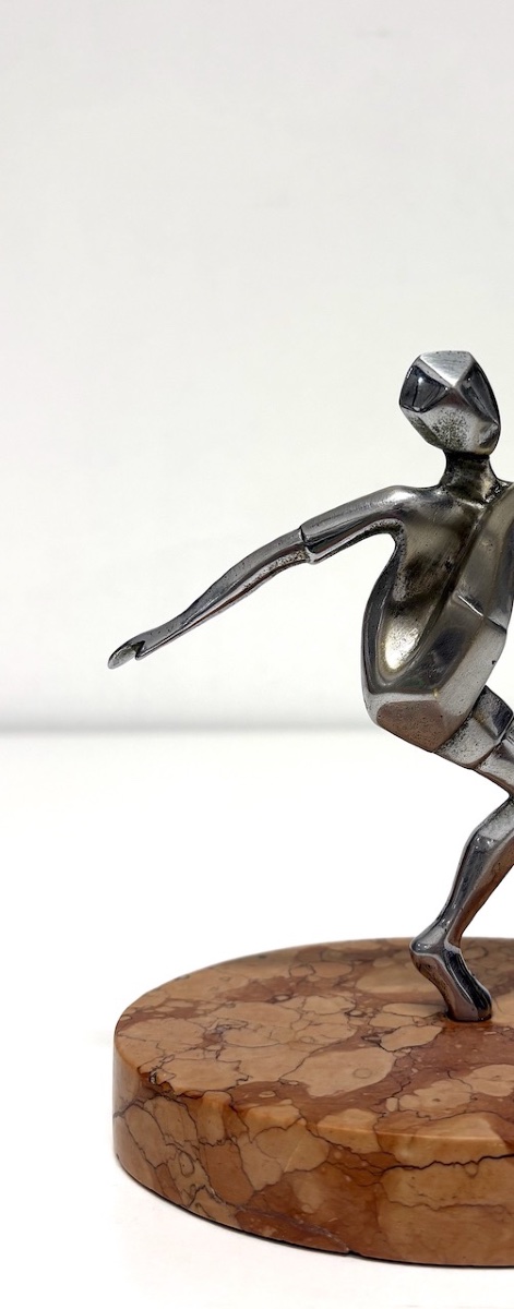 1950 Soccer Statue  Marble, Chrome-plated Metal, And Bronze Ref1169-photo-2