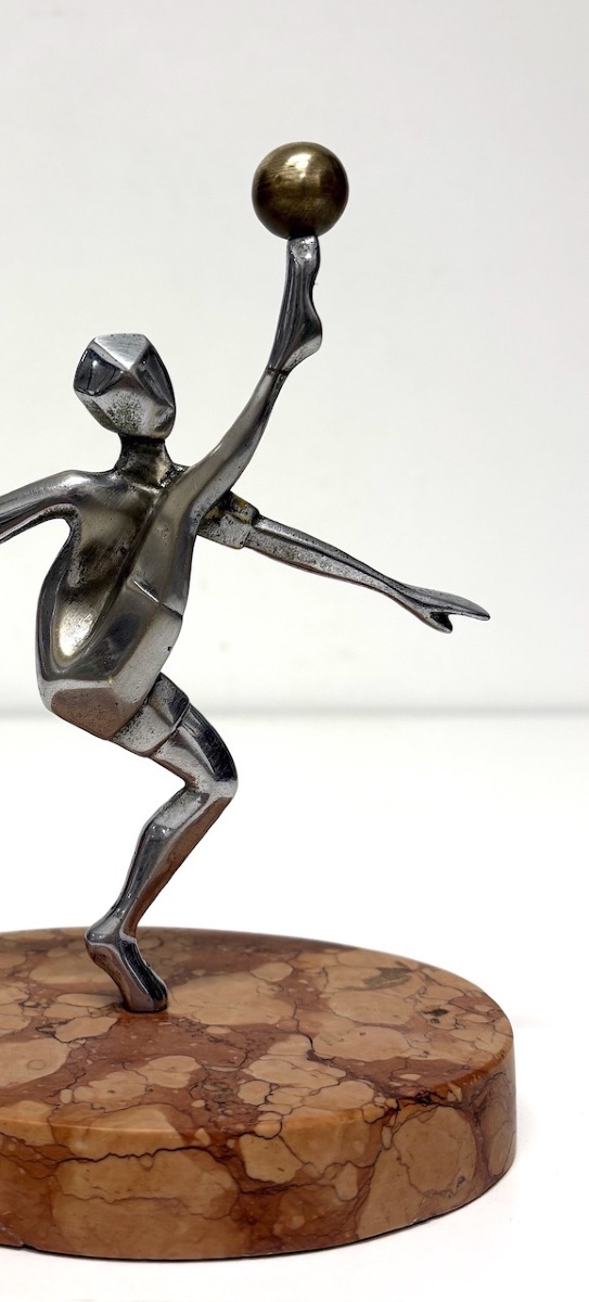 1950 Soccer Statue  Marble, Chrome-plated Metal, And Bronze Ref1169-photo-3
