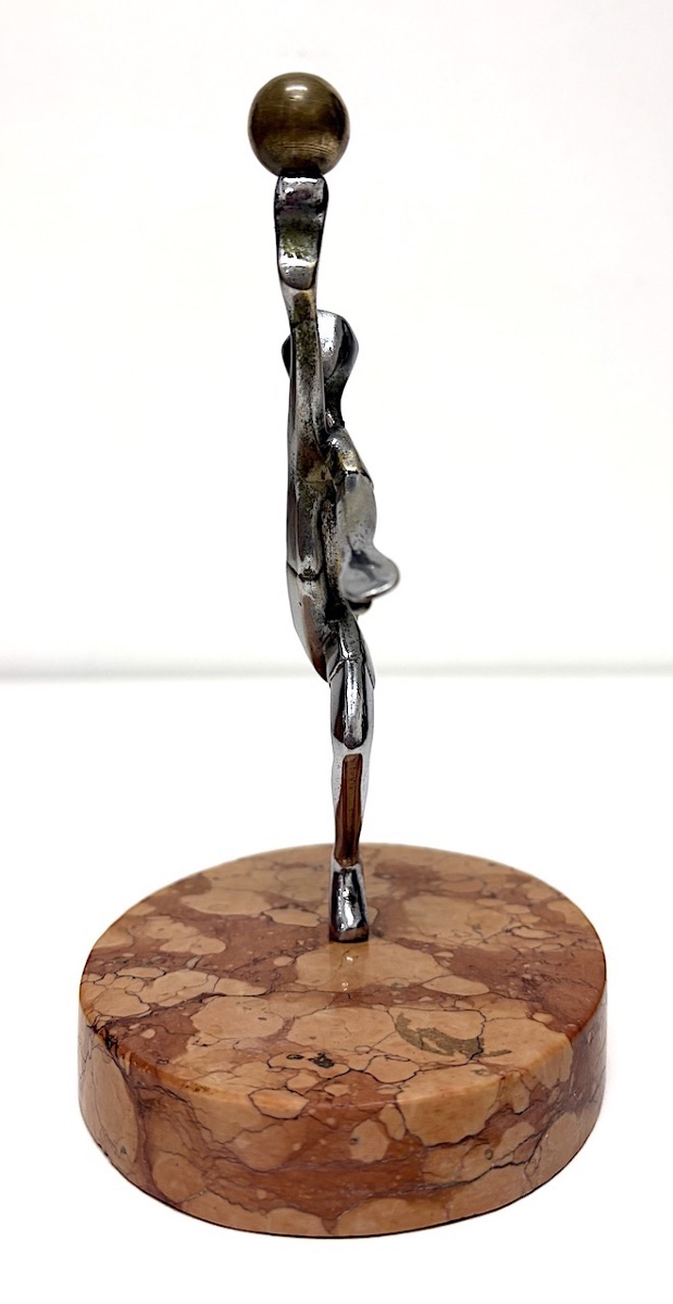 1950 Soccer Statue  Marble, Chrome-plated Metal, And Bronze Ref1169-photo-4