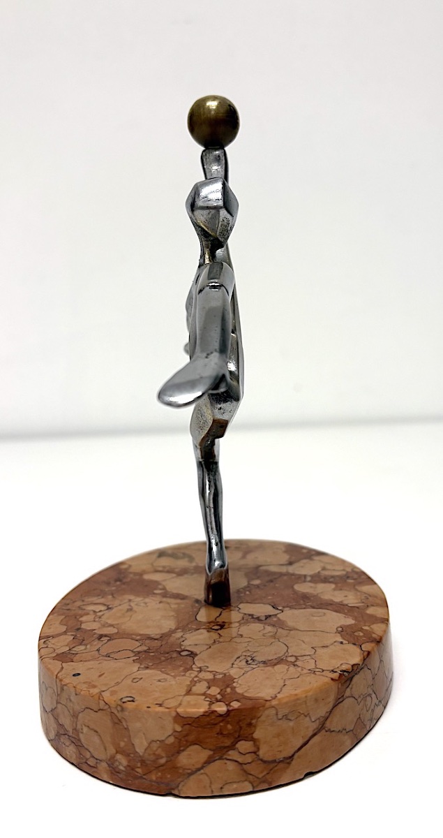 1950 Soccer Statue  Marble, Chrome-plated Metal, And Bronze Ref1169-photo-2