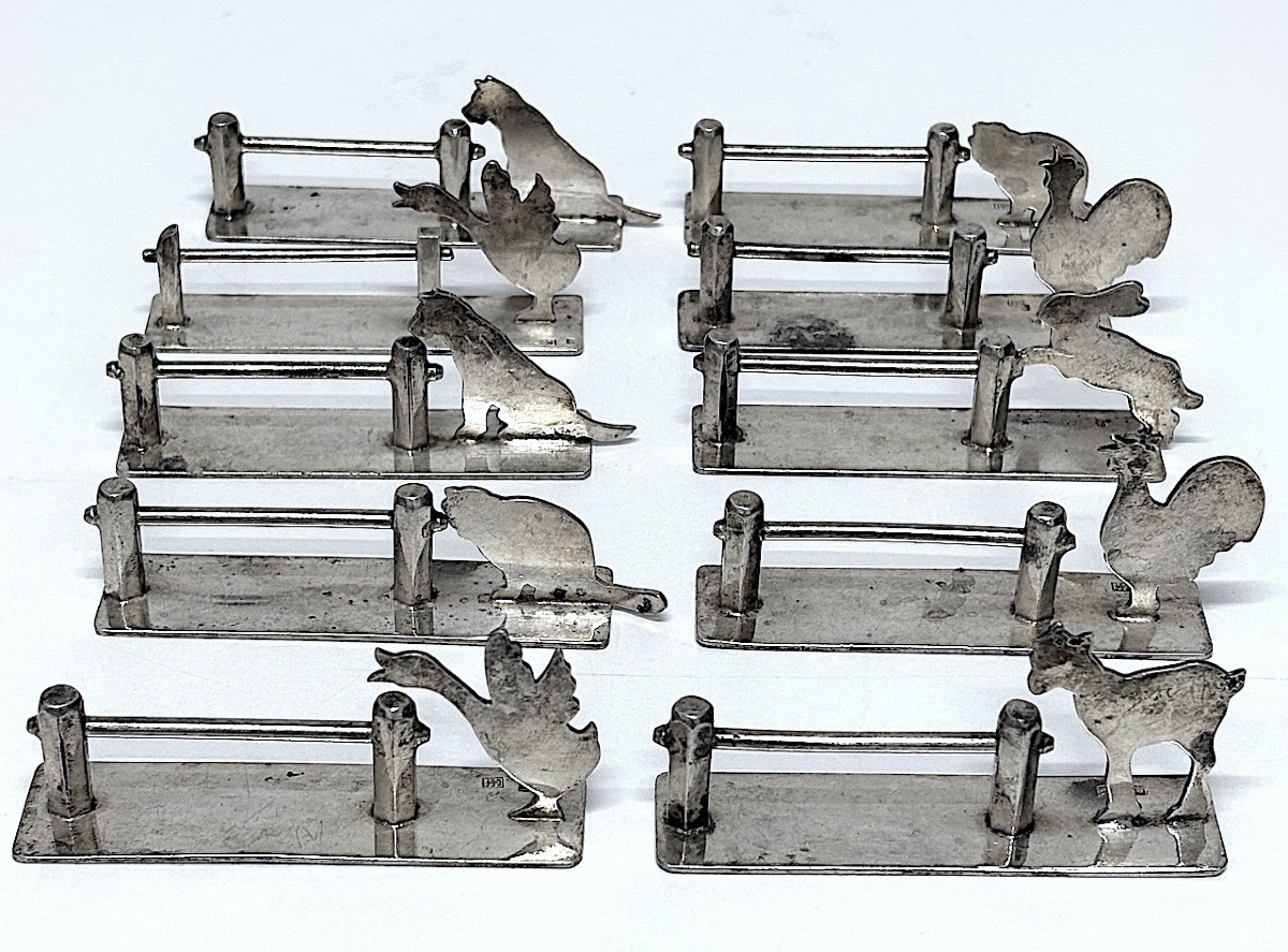 Tableware: Set Of Ten Art Deco Chrome-plated Metal Knife Blocks, Rabier Style, Ref. 1173-photo-2