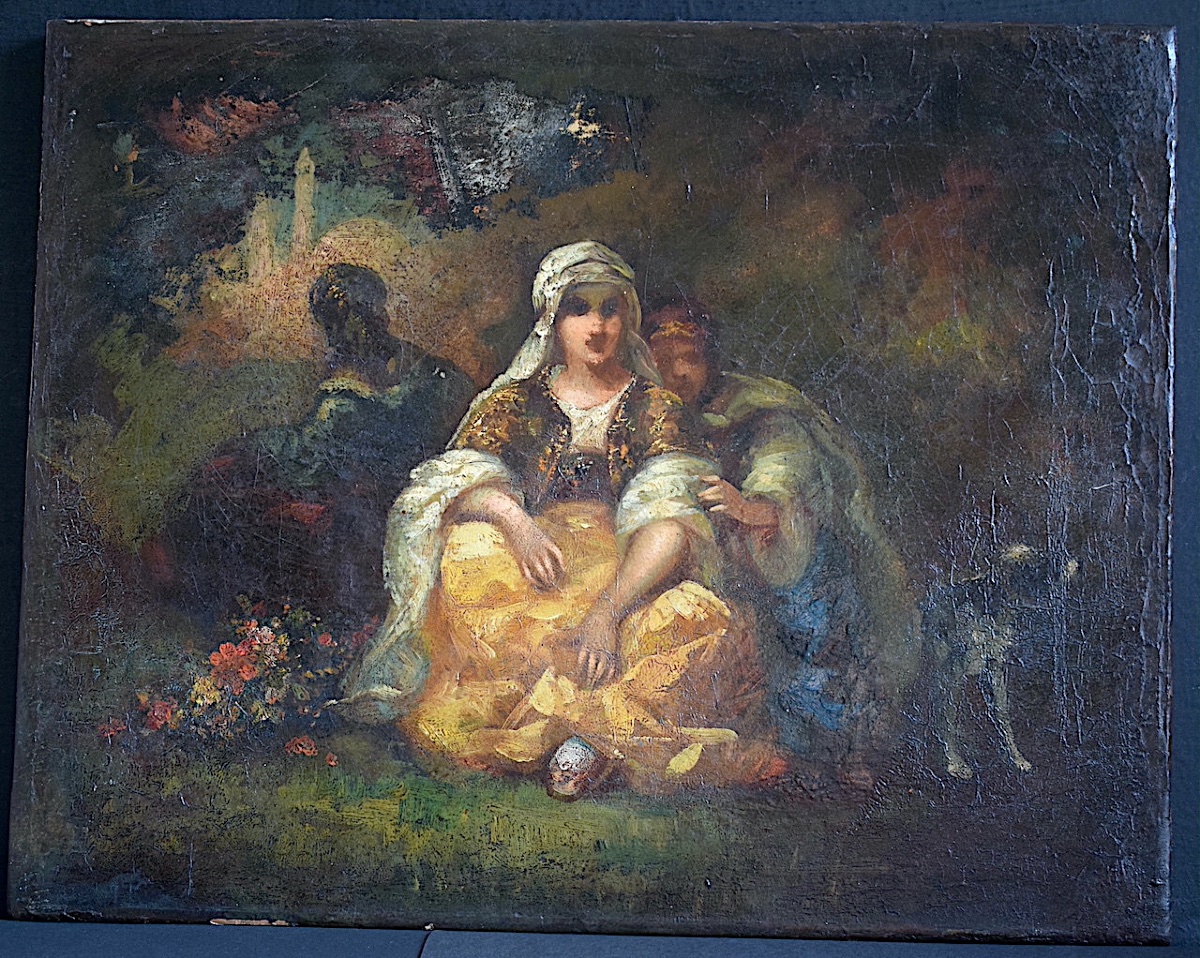 ORIENTALISTE XIX ÈME SIÈCLE FEMMES ORIENTALES NON SIGNÉ RT1471