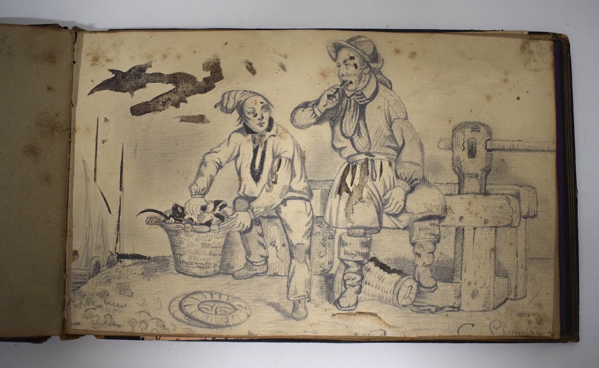 Album de 20 Dessins et croquis   &agrave; identifier 19 &egrave;me si&egrave;cle Ref1177-photo-1