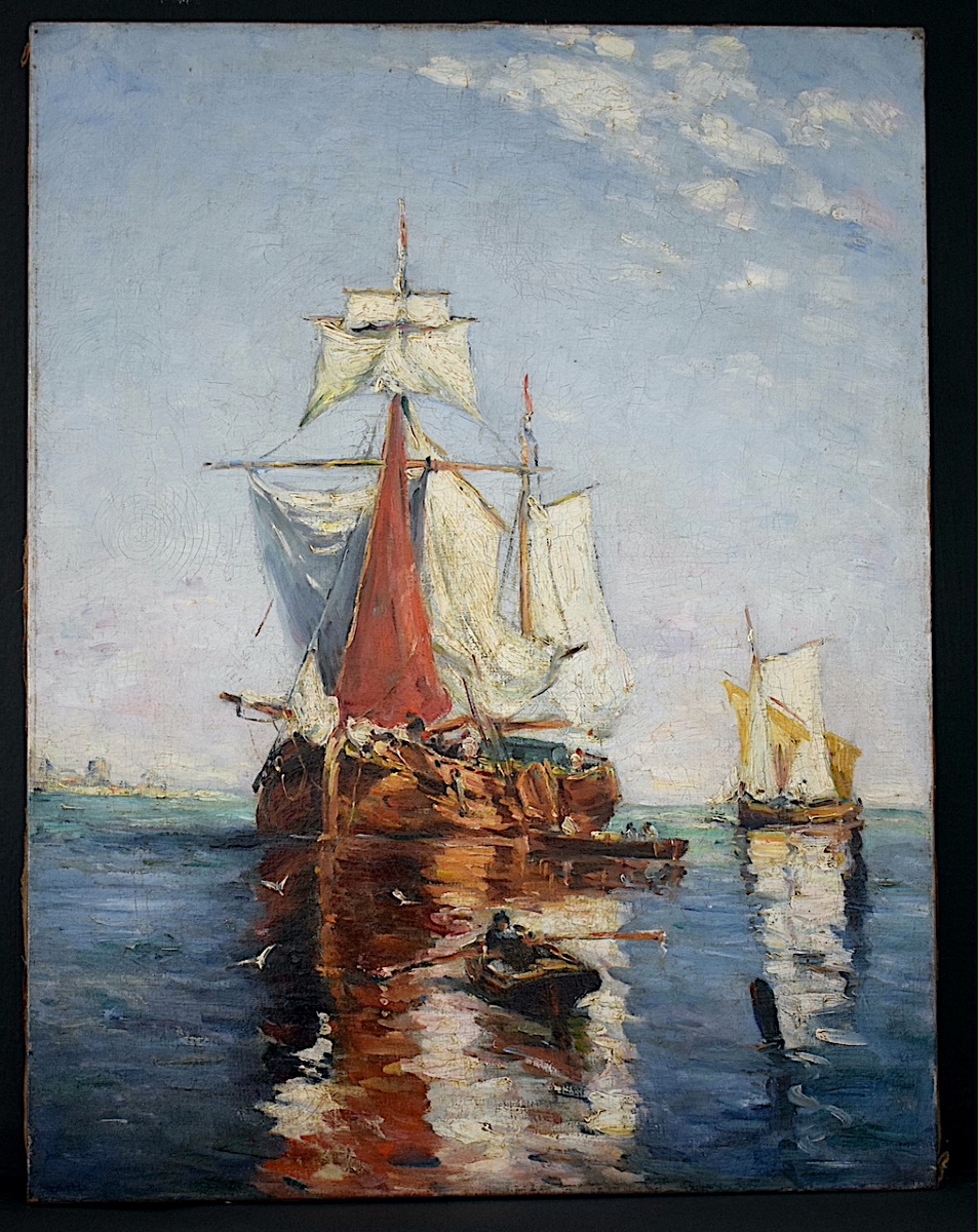 Giuseppe Zancolli Or Pino Zan, Venice, Pair Of Marine Paintings, Signed, Rt1472-photo-2