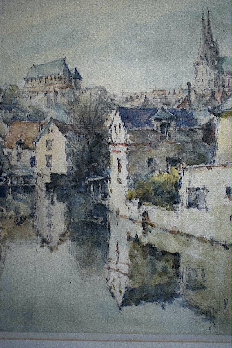 Vue de Chartres aquarelle signé ROMANO Eure-et-Loir  Centre-Val de Loire XX ème siècle RT1473-photo-1