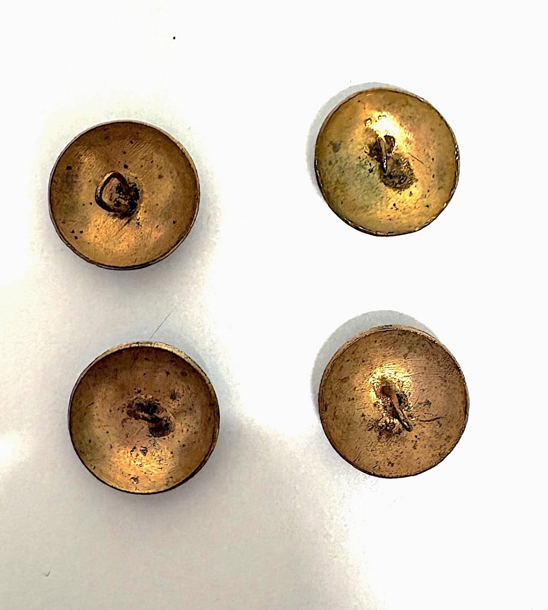 Four Vest Buttons, Enameled Copper, Scroll Design, 1900s, Vintage Fabric, Garment Ref. 1181 -photo-2