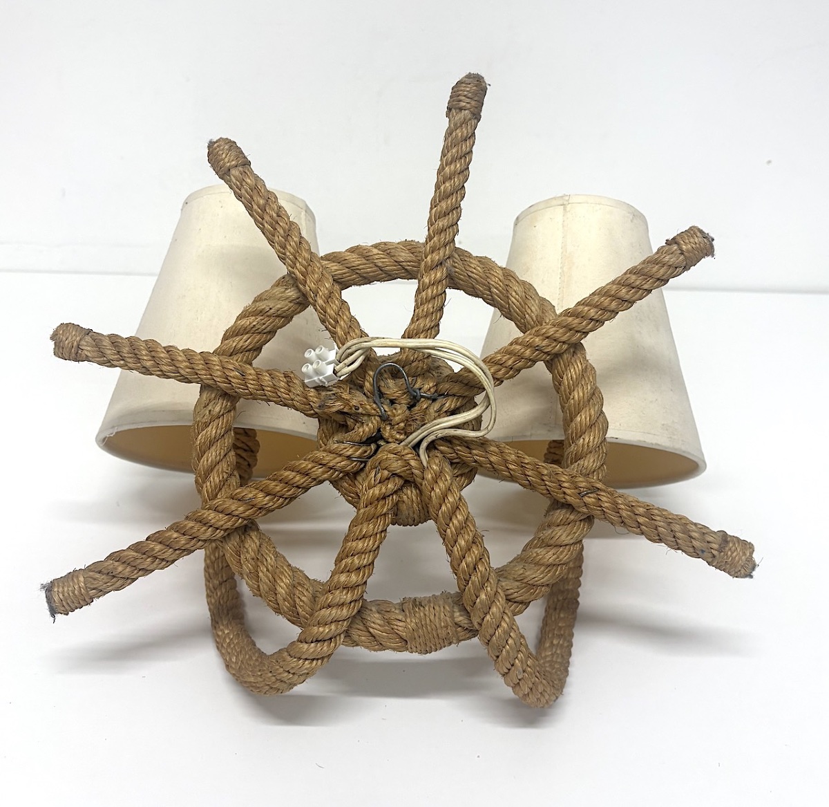 Audoux Minet Wall Sconces, Made From Boat Rope, Circa 1950, Ref. 1183-photo-3