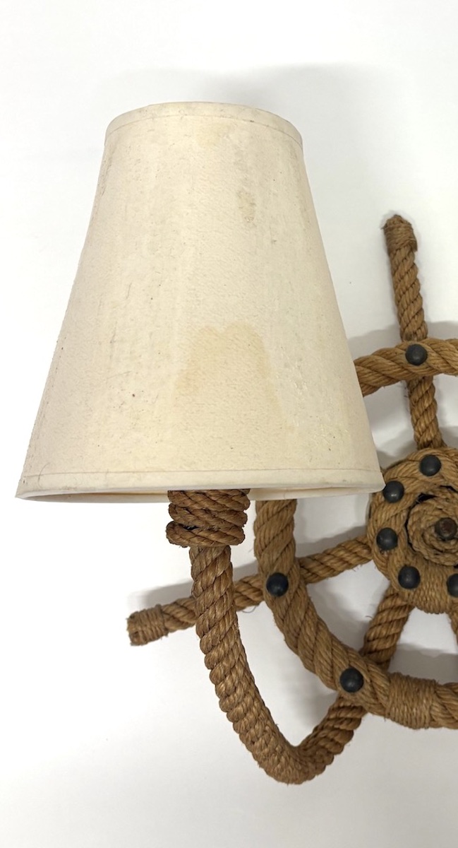 Audoux Minet Wall Sconces, Made From Boat Rope, Circa 1950, Ref. 1183-photo-3