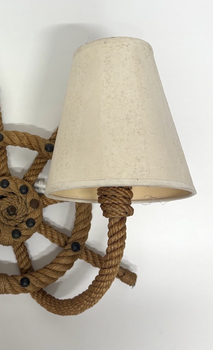 Audoux Minet Wall Sconces, Made From Boat Rope, Circa 1950, Ref. 1183-photo-4