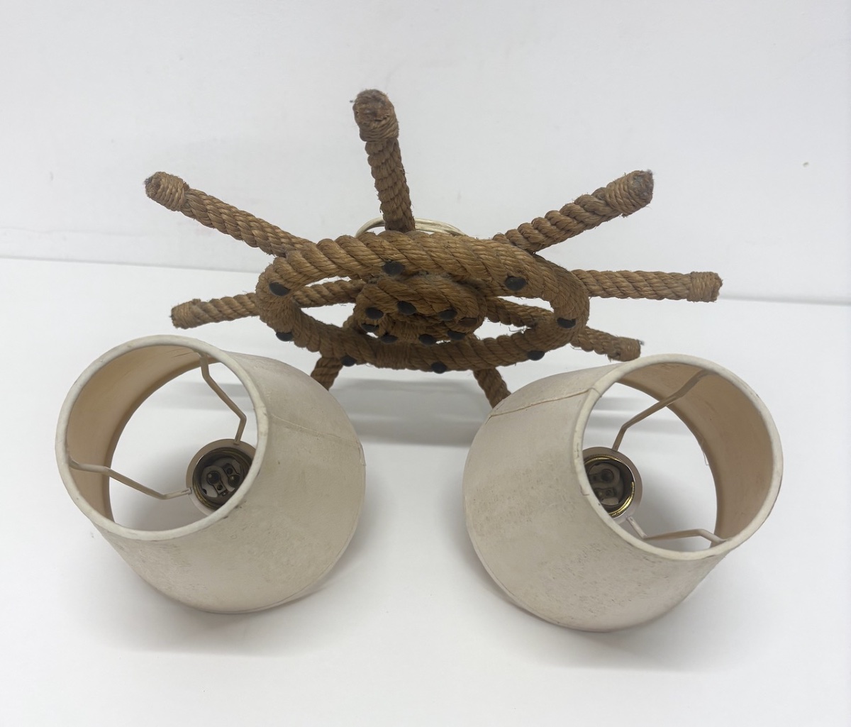 Audoux Minet Wall Sconces, Made From Boat Rope, Circa 1950, Ref. 1183-photo-5